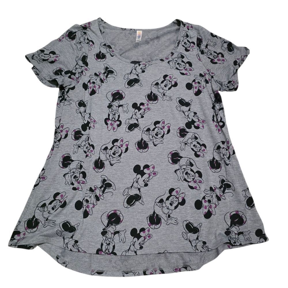 LuLaRoe /Disney Gray Graphic T-Shirt with Minnie Mouse Print